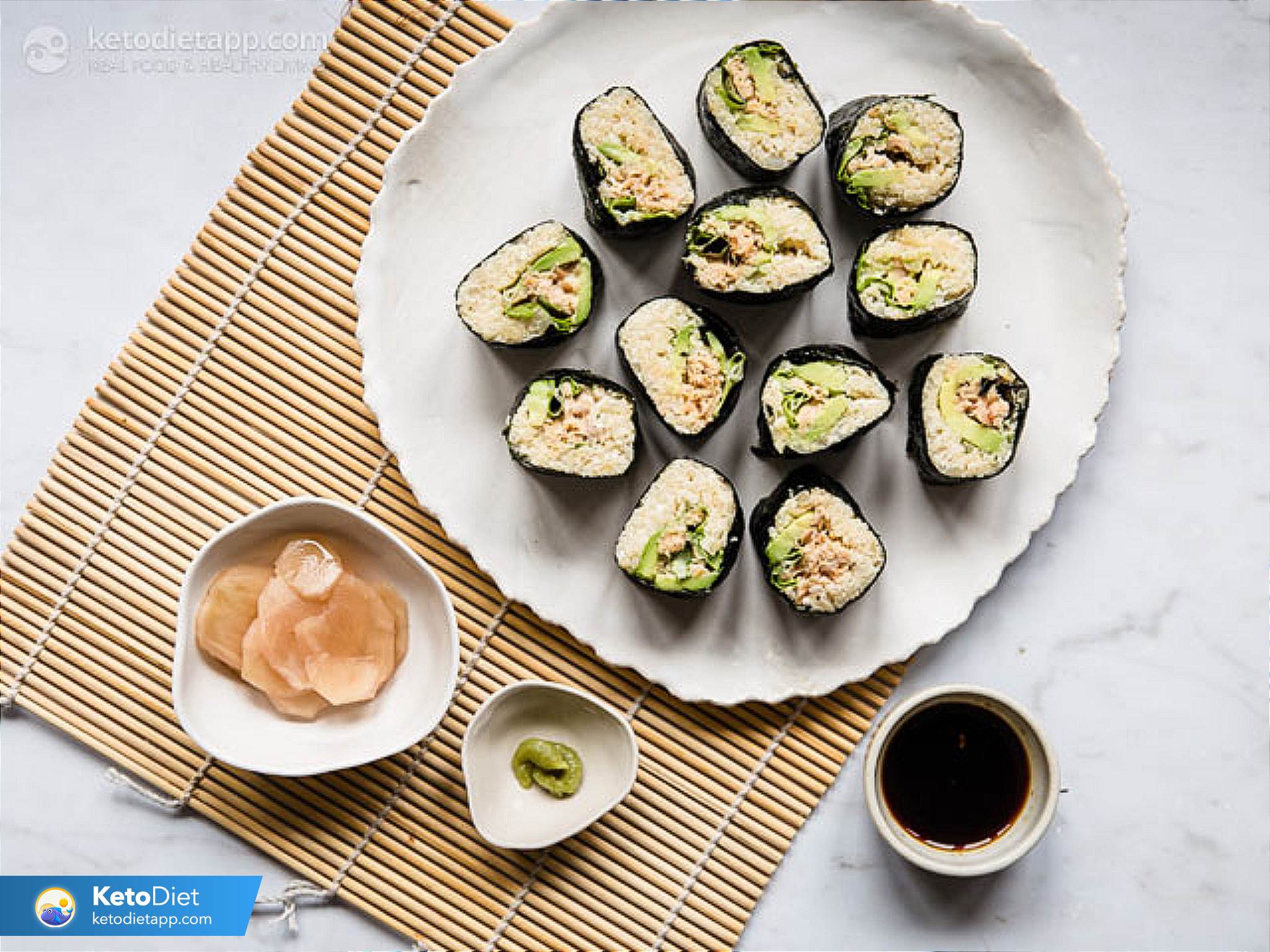Spicy Salmon Cauliflower Rice Sushi Roll (Whole30) - The Wooden Skillet