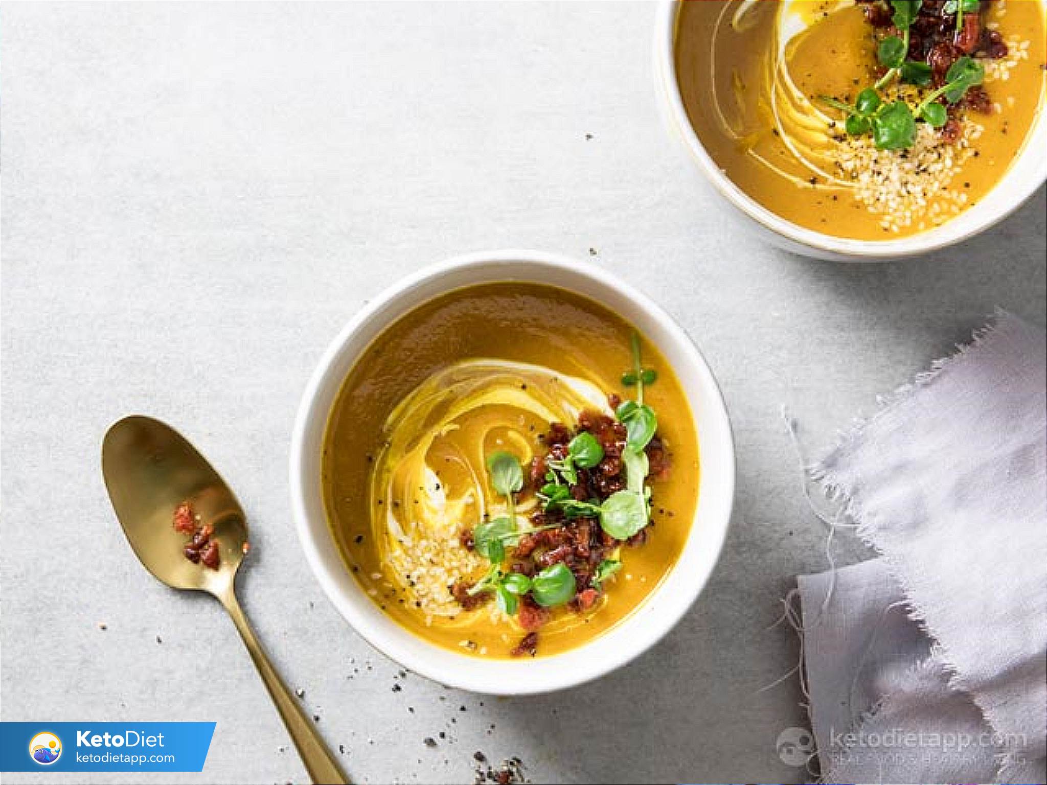 Low-Carb Pumpkin Soup with Chorizo Crumb | KetoDiet Blog